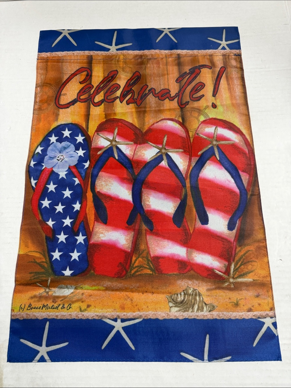 Celebrate! Patriotic Flip-Flop Decorative Lawn Flag - Red, Blue, White